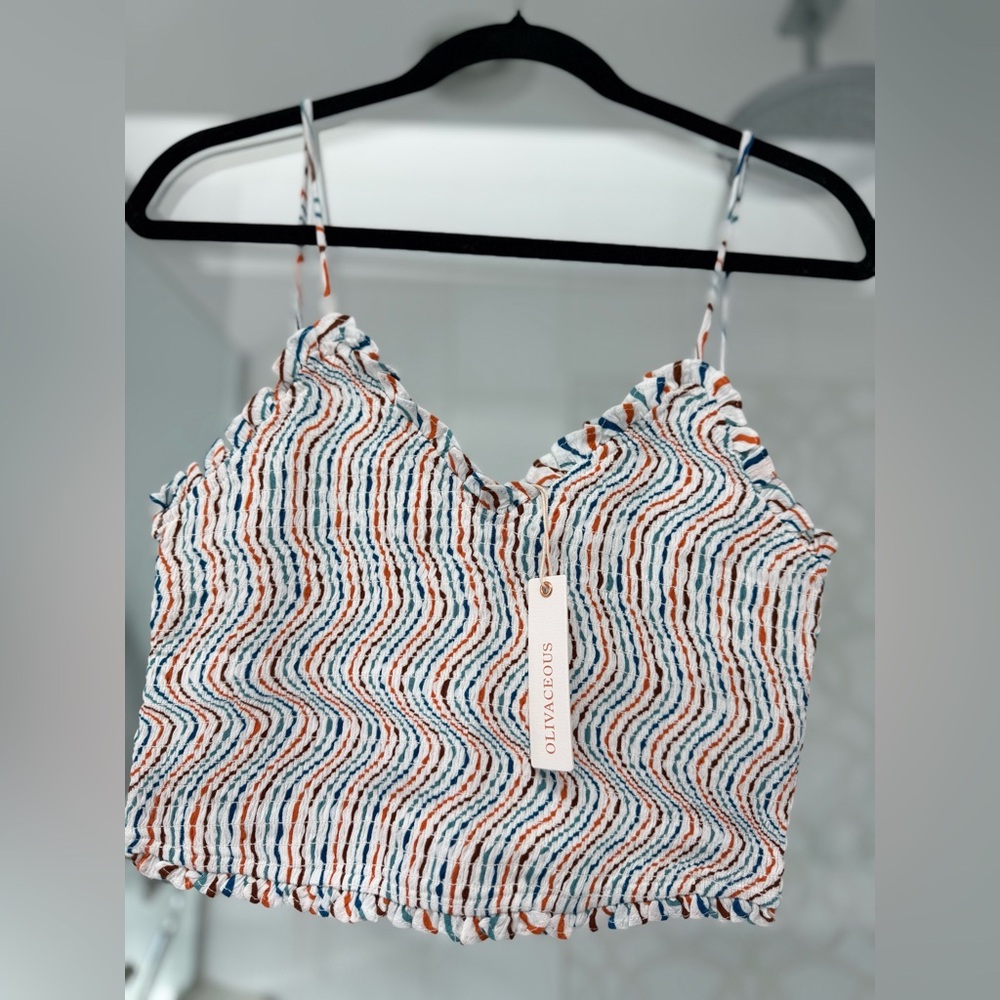 Olivaceous Vibrant Striped Crop Top